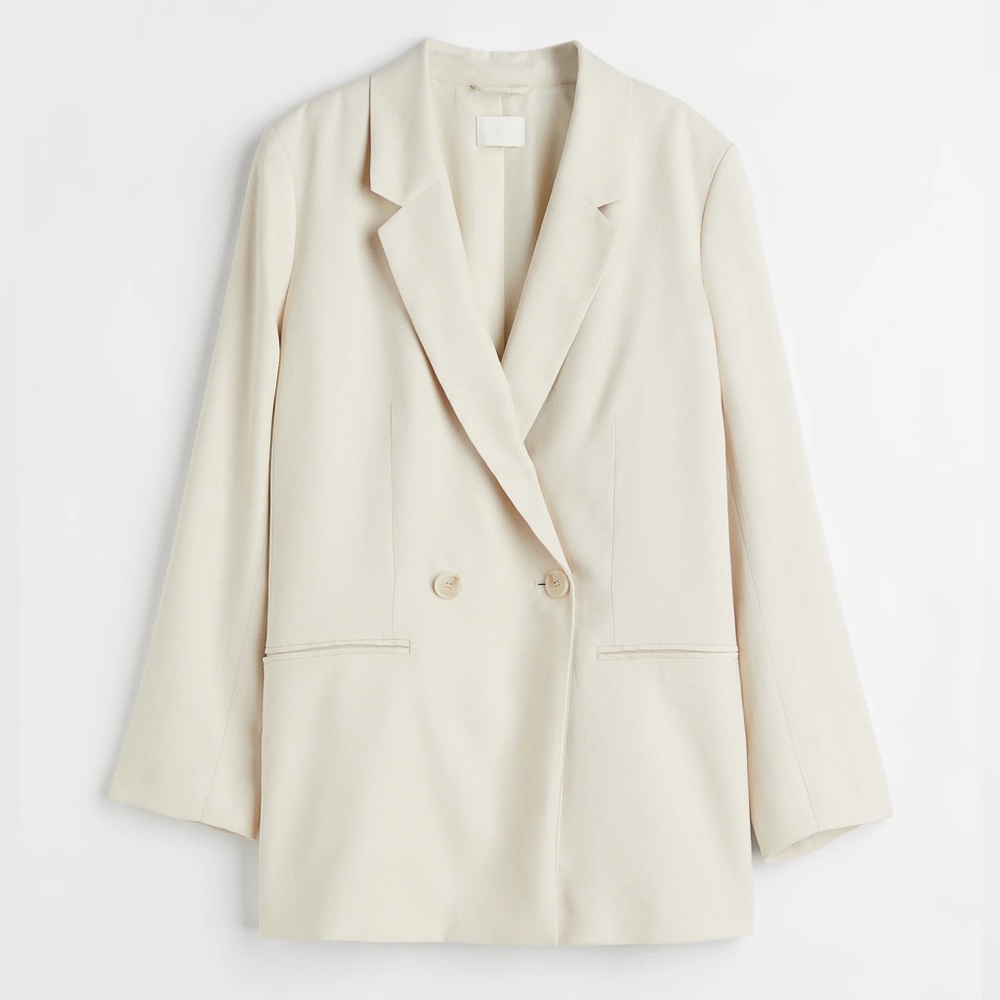 H&M Cream Doubled Breast Button Oversized Jacket Blazer